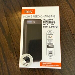 Black High Capacity Power Bank with Type-C  
NWT